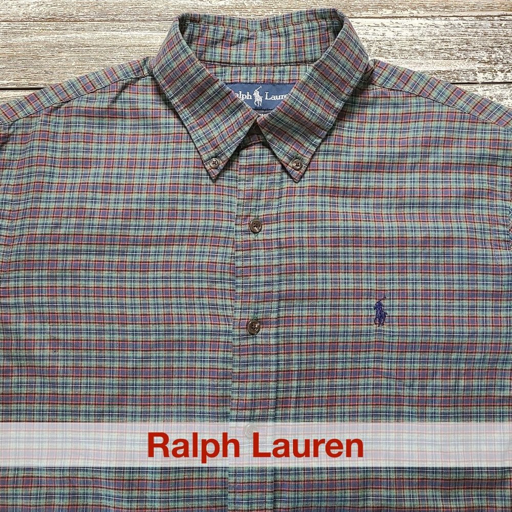 Ralph Lauren • Custom Fit • Green Plaid